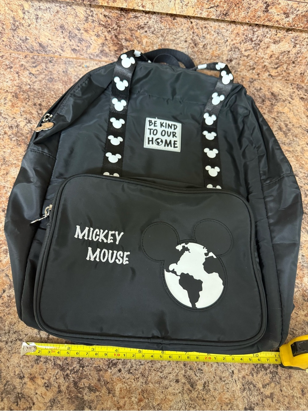 Disney Black Mickey Mouse Backpack with White Earth Patch